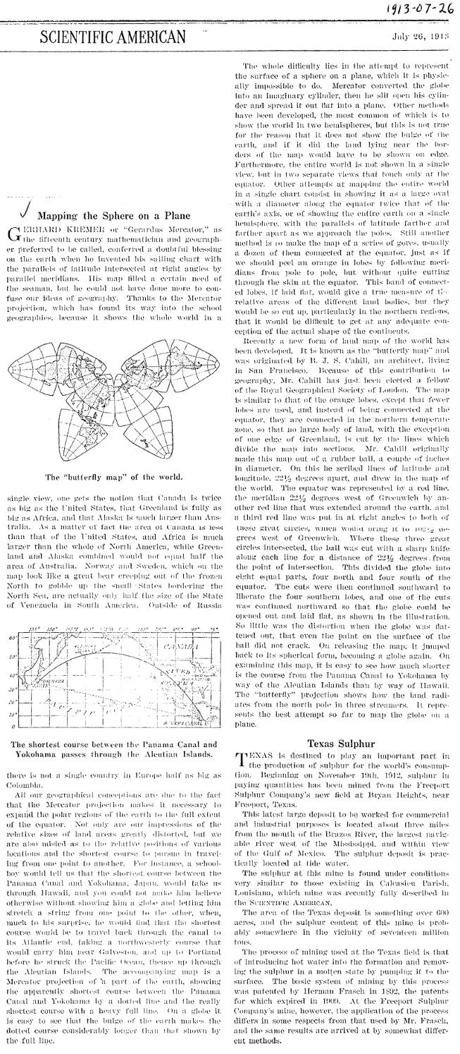 Scientific American 1913-07-16 lauds Cahill Butterfly map
