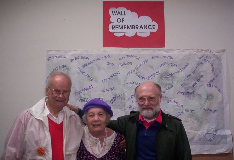 Brad Lyttle, Marj Swann, Gene Keyes, Wall of Remembrance.
