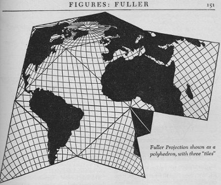 Buckminster Fuller cubo-octahedron Dymaxion map from David Greenhood book