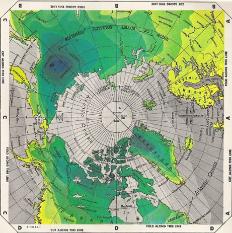 Life magazine color spread Buckminster Fuller Dymaxion map facet