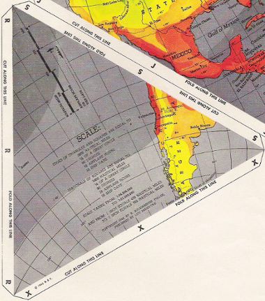Life magazine color spread Buckminster Fuller Dymaxion map facet