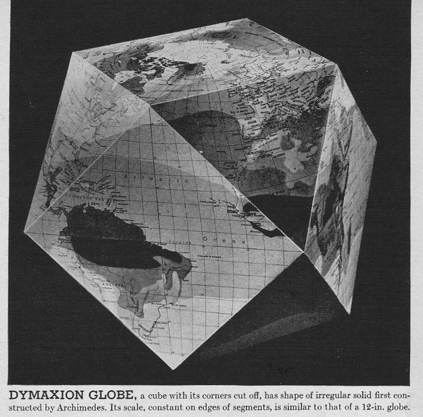 Buckminster Fuller cubo-octahedron Dymaxion map