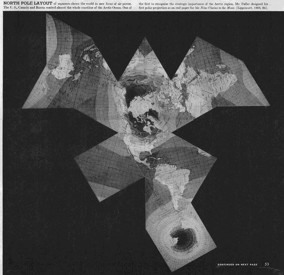 Buckminster Fuller cubo-octahedron Dymaxion map