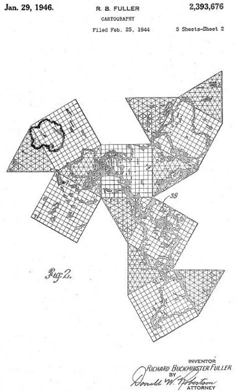 Dymaxion map from Buckminster Fuller's patent