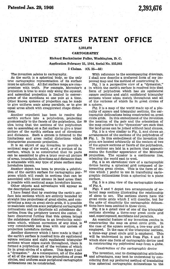 Buckminster Fuller map patent p.1