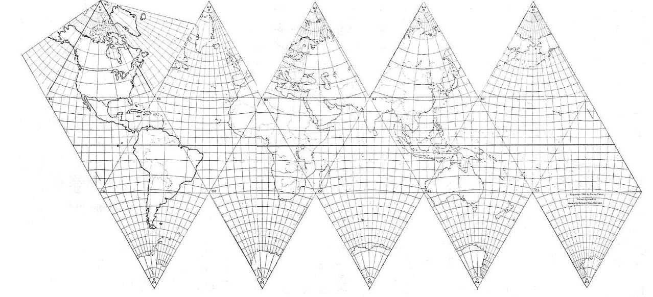 Irving Fisher gnomonic icosahedral map