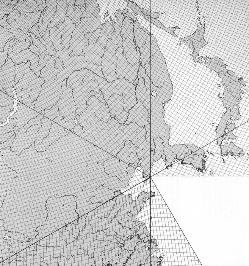 Dymaxion map, Grip-Kitrick, enlarged excerpt, East Asia close-up