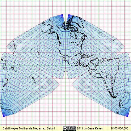 Cahill-Keyes Megamap excerpt, New World, 1/100,000,000