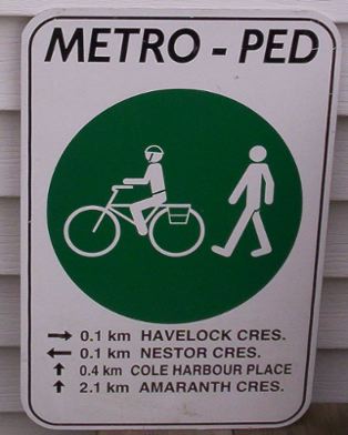 Metro-Ped sign with distances