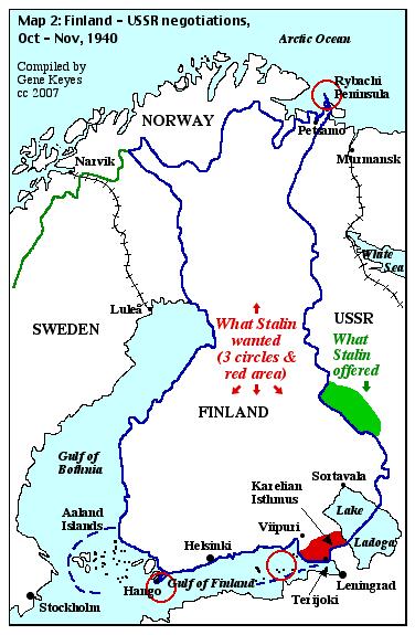 Map 2, Finnish-Russian negotiation, Oct-Nov 1939.