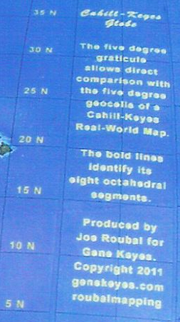 Closeup detail, of globe's legend.