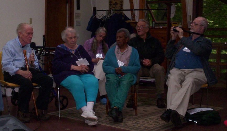 Gene Sharp, Marj Swann, Connie, Juanita Nelson, Bill Henry, David McReynolds.