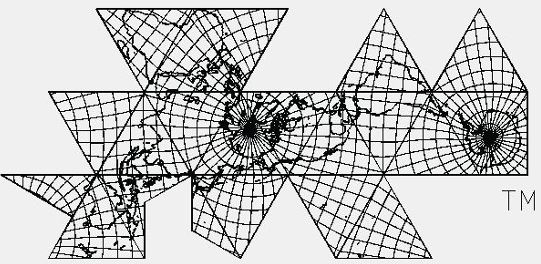 Dymaxion map, Robert W. Gray, reduced scale