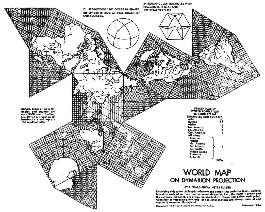 1944 version of Buckminster Fuller Dymaxion map