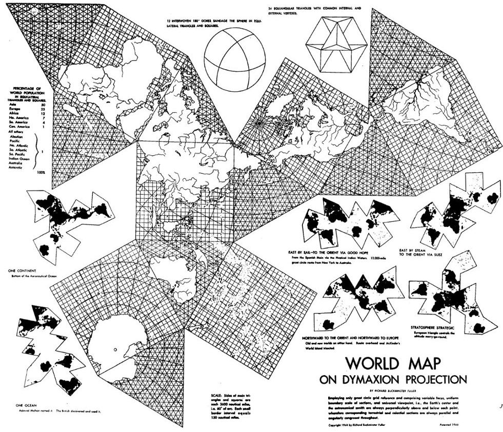 1944 version of Buckminster Fuller Dymaxion map