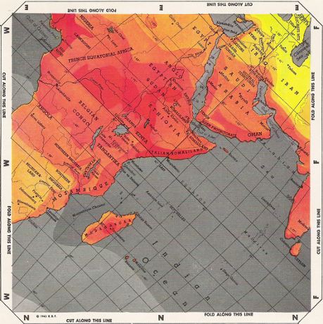 Life magazine color spread Buckminster Fuller Dymaxion map facet