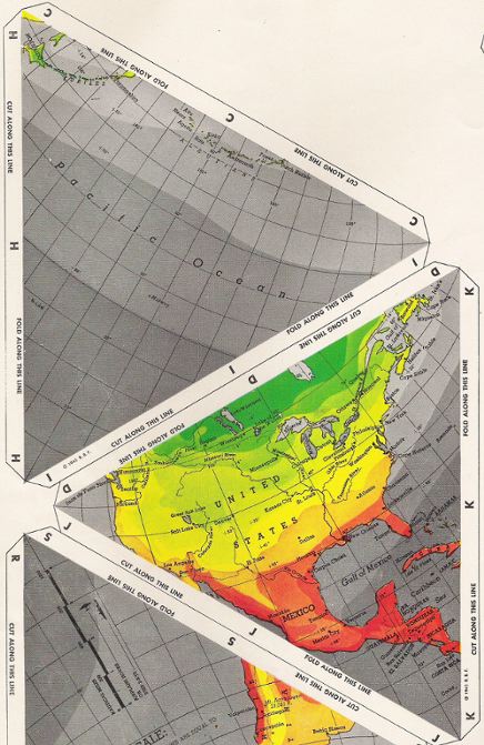 Life magazine color spread Buckminster Fuller Dymaxion map facet