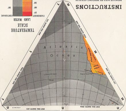 Life magazine color spread Buckminster Fuller Dymaxion map facet