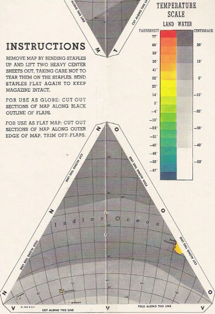 Life magazine color spread Buckminster Fuller Dymaxion map facet