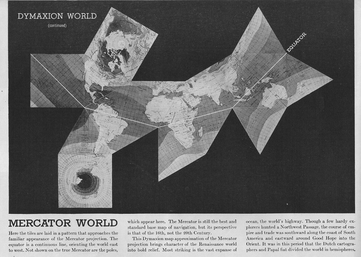 Buckminster Fuller cubo-octahedron Dymaxion map