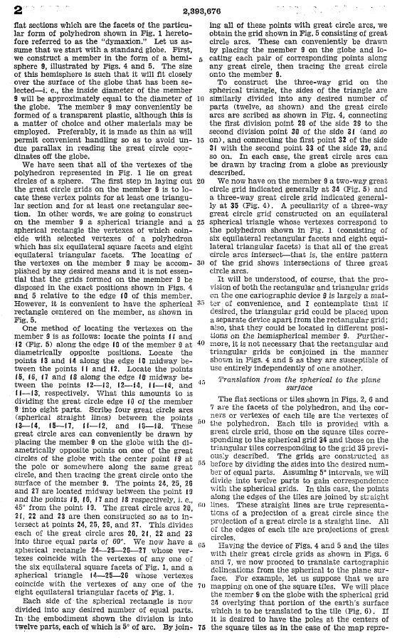 Buckminster Fuller map patent, p. 2