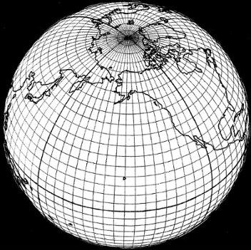 5-degree orthographic map marked by Gene Keyes with Cahill-Keyes octant; 1 of 8.