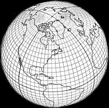 5-degree orthographic map marked by Gene Keyes with Cahill-Keyes octant; 2 of 8.